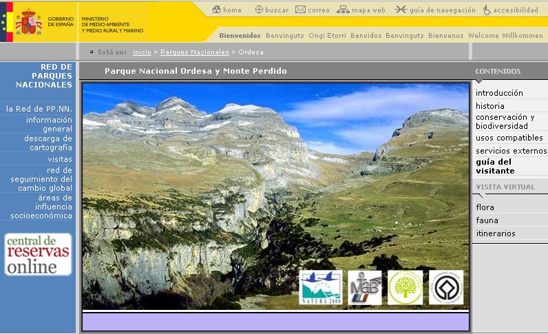 Parque Nacional de Ordesa y Monte Perdido (web Ministerio de Medio Ambiente) | Recurso educativo 34700