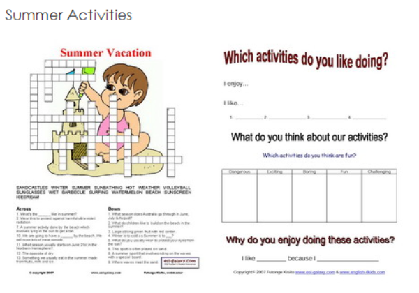 Hobbies and summer activities | Recurso educativo 38408