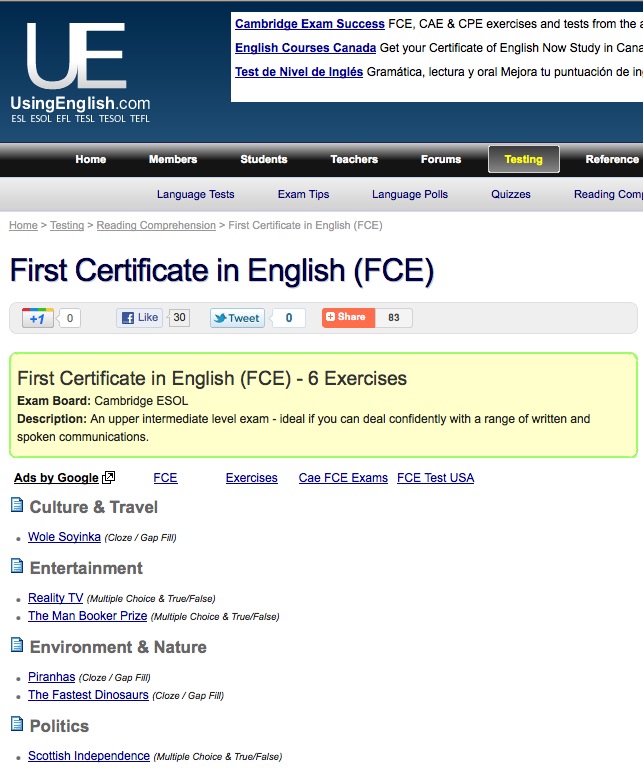 First Certificate in English Reading Comprehension | Recurso educativo 40607