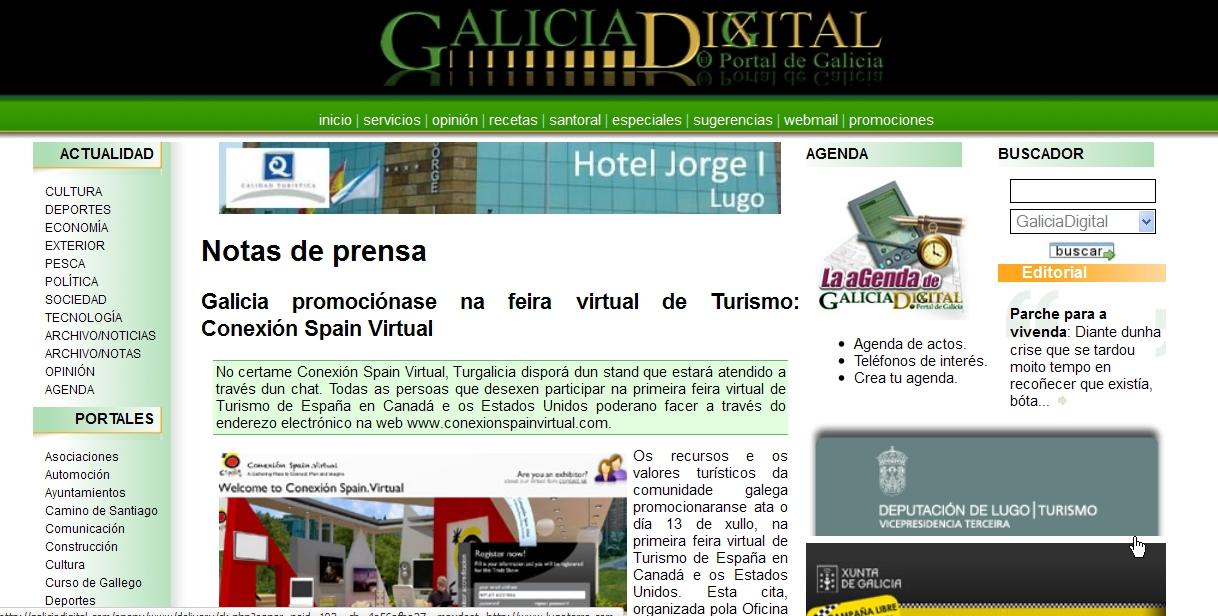 Galicia promociónase na feira virtual de Turismo: Conexión Spain Virtual | Recurso educativo 49052