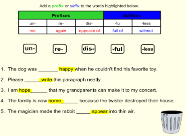 Prefixes and suffixes | Recurso educativo 50003