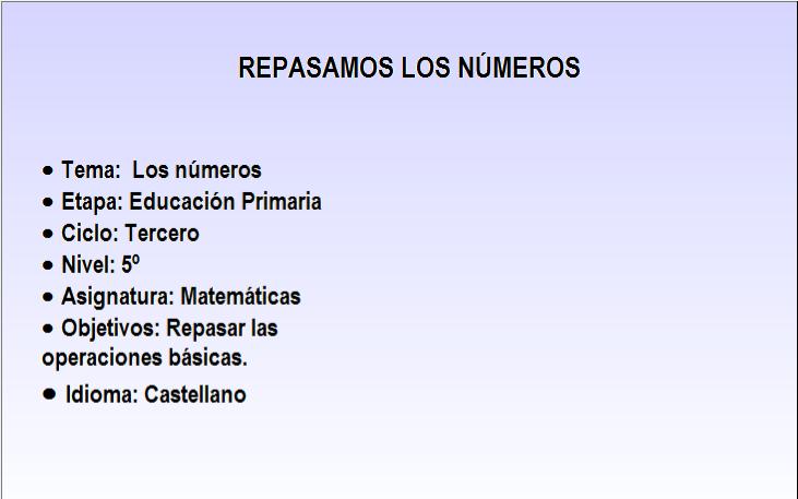 Repasamos los números | Recurso educativo 34117