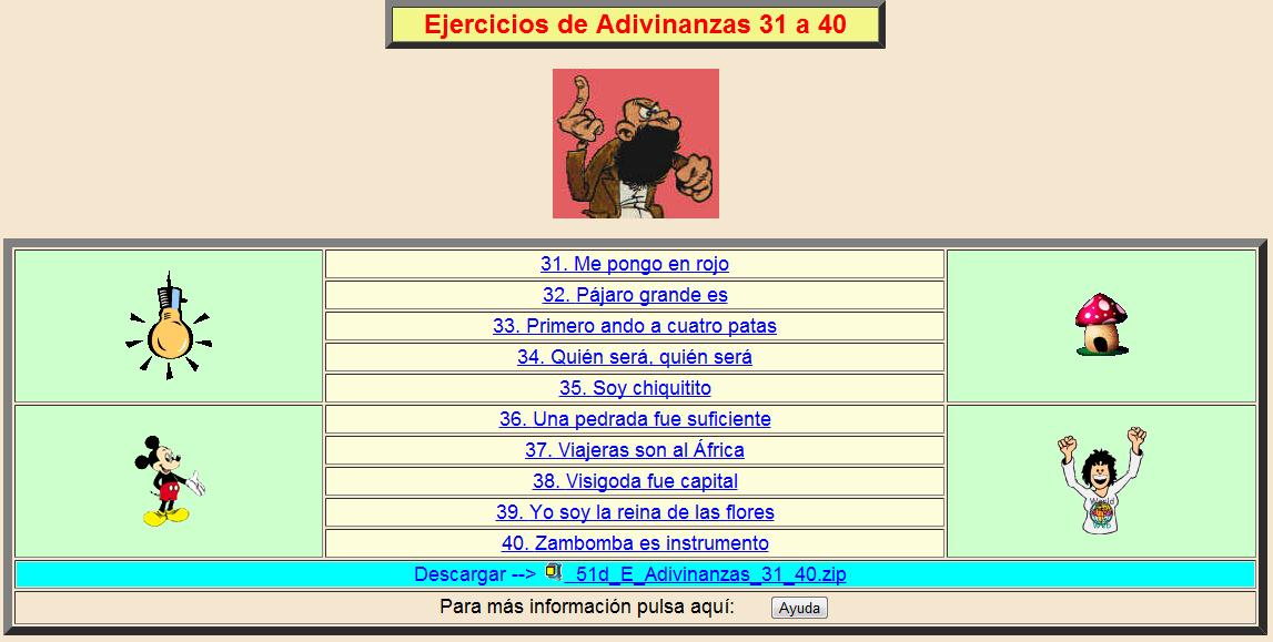 Ejercicios de Adivinanzas Recurso educativo 36811 Tiching