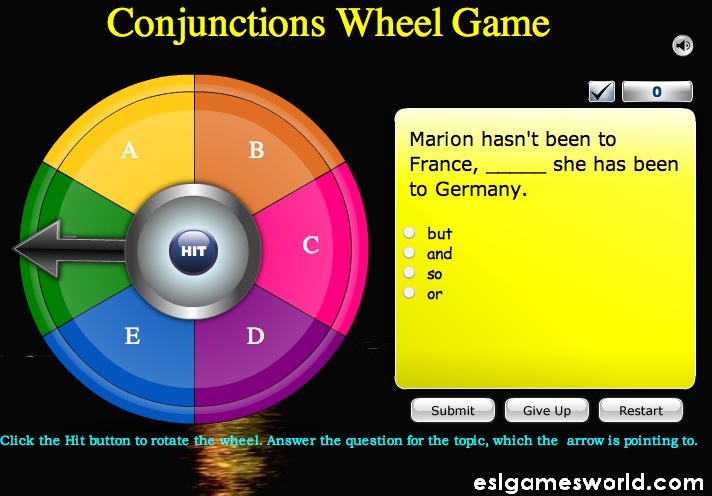 Conjunctions Wheel game | Recurso educativo 40620