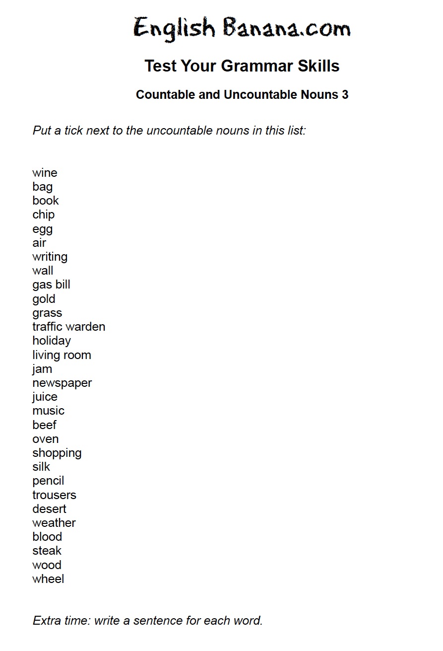 and uncountable exercise countable nouns english Countable nouns 42594  educativo and  Recurso uncountable